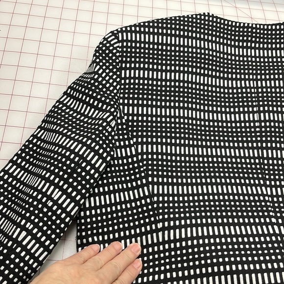 KASPER Geo Stripe Black/White Print 3/4 SLV Open Front Career Blazer Jacket 16 - Picture 6 of 16